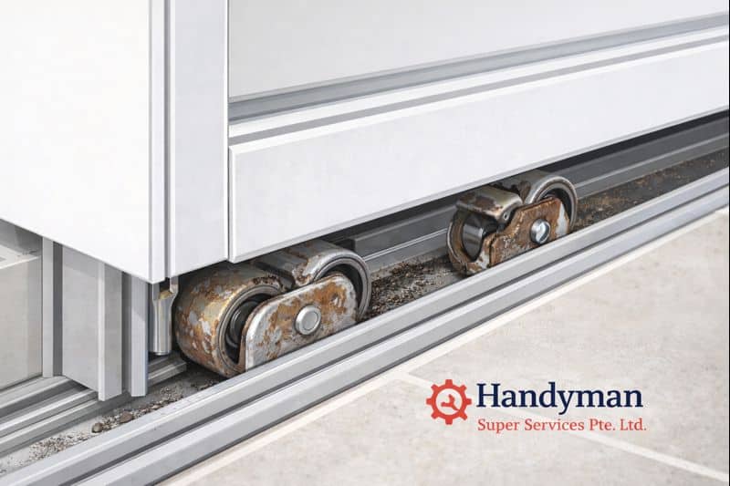 Worn sliding door rollers causing door problem in Singapore